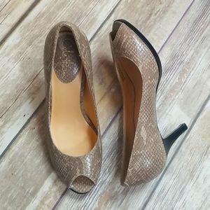 Cole Haan | Nike Air Tan Peep Toe Snakeskin Pump
